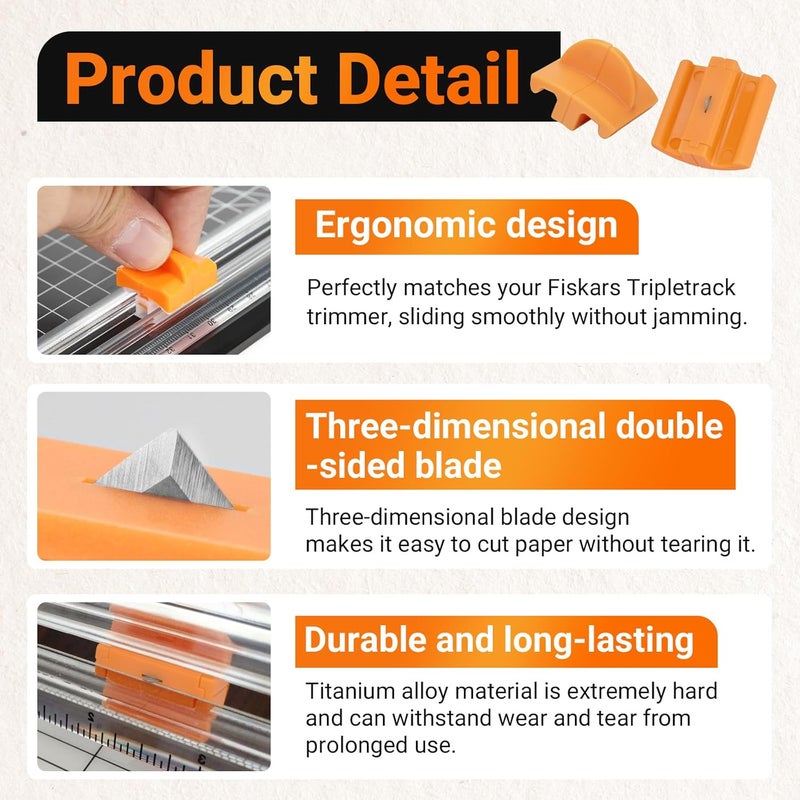 Dimakung 157400-1001 TripleTrack Blade for Fiskars SureCut & Precision Paper Trimmer, Paper Cutting Style I Titanium Blades Replacement for Fiskars Portable Craft Paper Cutter Trimmer, 2 PCS - Image 3